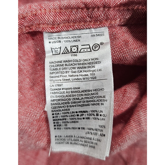 Banana Republic MENS SIZE L Shirt 100% Linen Camden Fit Salmon Long Sleeve - Picture 8 of 10